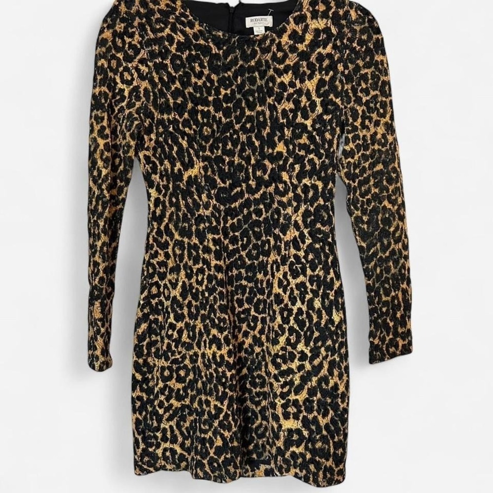 Rodarte for Target Leopard Print Lace‎ Mini Dress Bow Back Long Sleeve S